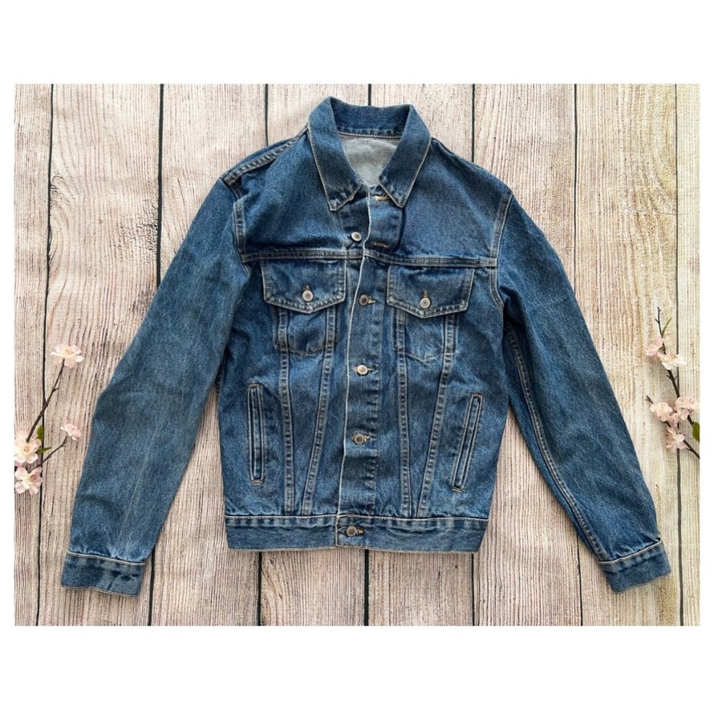 E1-- JOHN GALT blue long sleeve button fly women's casual denim jean jacket